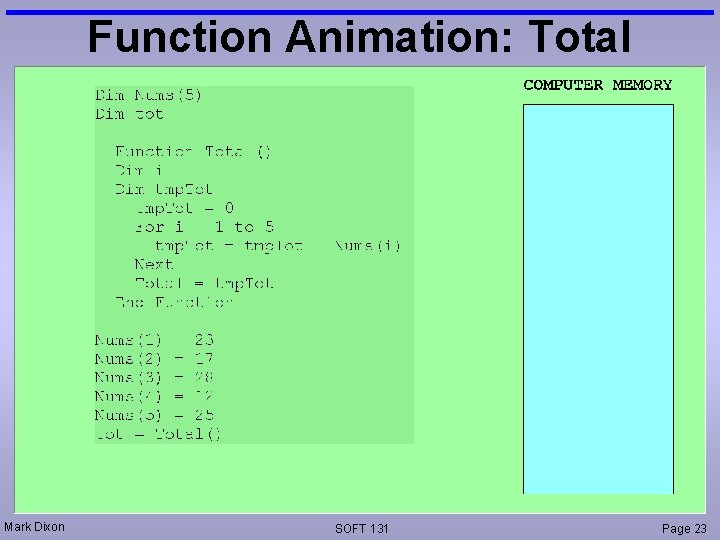 Function Animation: Total Mark Dixon SOFT 131 Page 23 