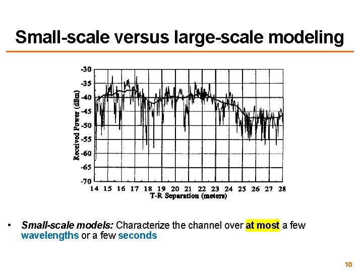 Small-scale versus large-scale modeling • Small-scale models: Characterize the channel over at most a