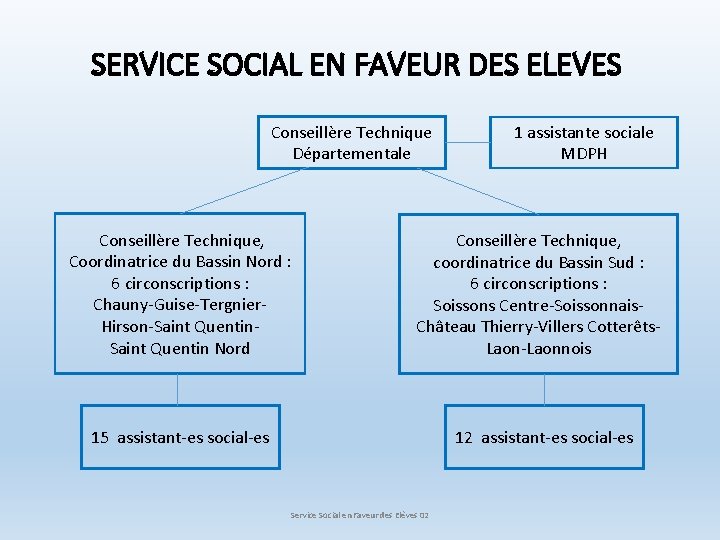 SERVICE SOCIAL EN FAVEUR DES ELEVES Conseillère Technique Départementale Conseillère Technique, Coordinatrice du Bassin