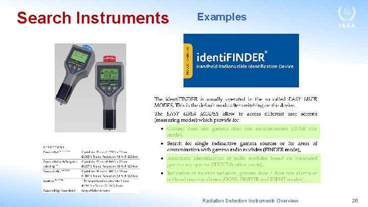 Search Instruments Examples Radiation Detection Instruments Overview 26 