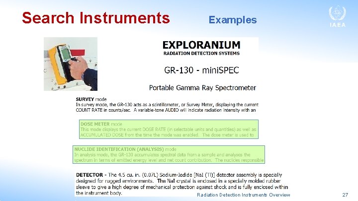 Search Instruments Examples Radiation Detection Instruments Overview 27 