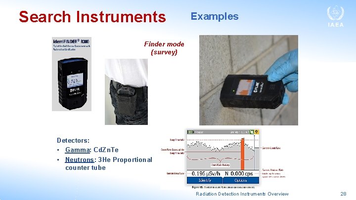 Search Instruments Examples Finder mode (survey) Detectors: • Gamma: Cd. Zn. Te • Neutrons: