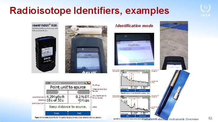 Radioisotope Identifiers, examples Identification mode Radiation Detection Instruments Overview 52 