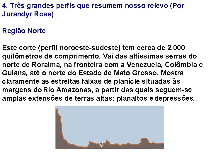 4. Três grandes perfis que resumem nosso relevo (Por Jurandyr Ross) Região Norte Este