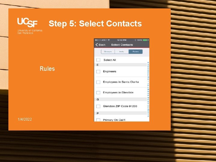 Step 5: Select Contacts Rules 1/4/2022 