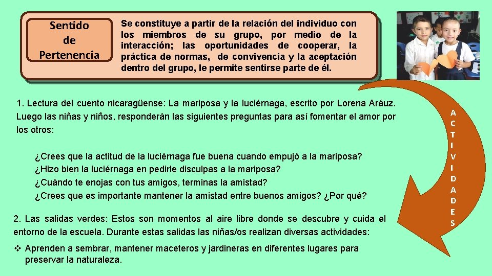 Sentido de Pertenencia Se constituye a partir de la relación del individuo con los