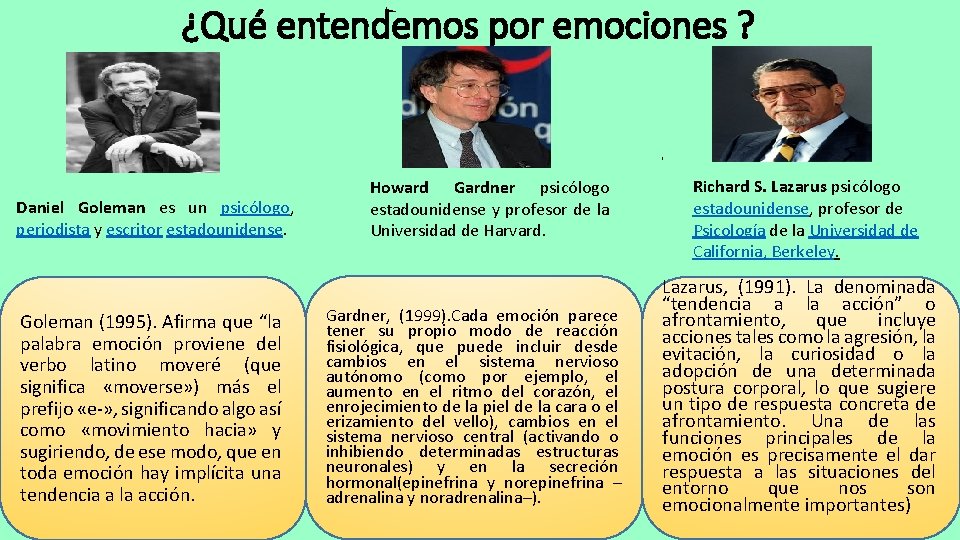 ¿Qué entendemos por emociones ? ( Daniel Goleman es un psicólogo, periodista y escritor