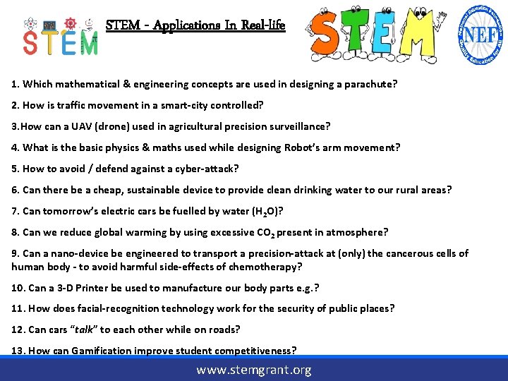 STEM - Applications In Real-life 1. Which mathematical & engineering concepts are used in