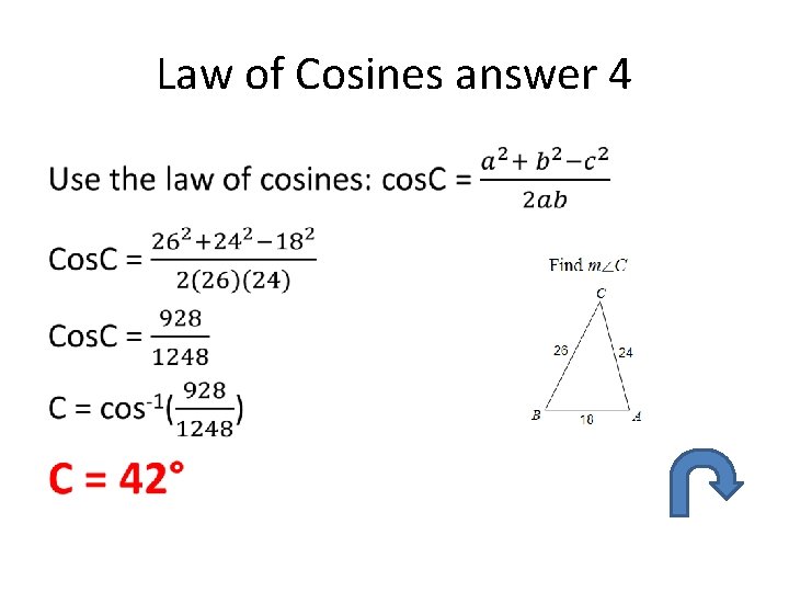Law of Cosines answer 4 • 