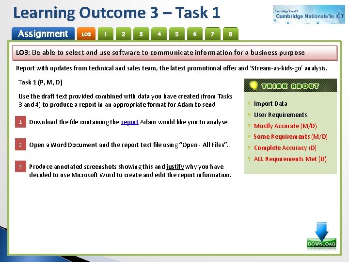 Learning Outcome 3 – Task 1 Assignment LO 3 1 2 3 4 5