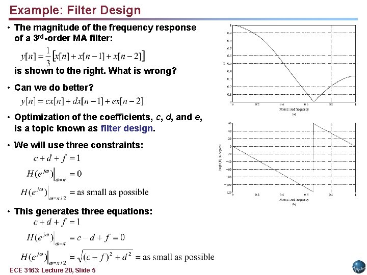 Example: Filter Design • The magnitude of the frequency response of a 3 rd-order
