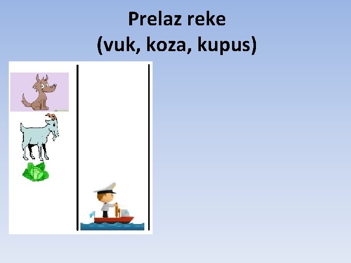 Prelaz reke (vuk, koza, kupus) Prelaz reke (vuk, koza, kupus)