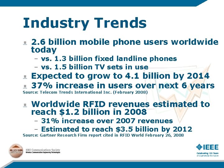 Industry Trends 2. 6 billion mobile phone users worldwide today – vs. 1. 3