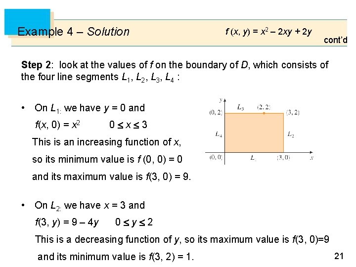 Example 4 – Solution f (x, y) = x 2 – 2 xy +