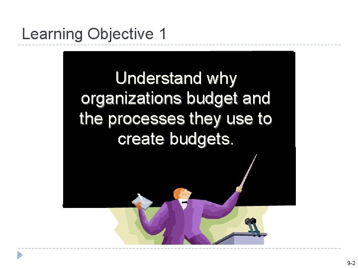 Learning Objective 1 Understand why organizations budget and the processes they use to create