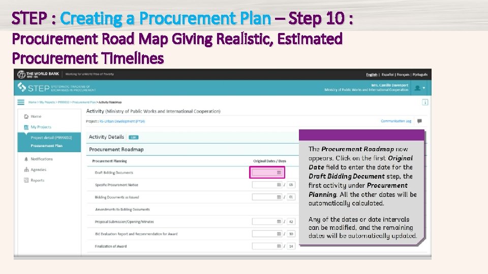 STEP : Creating a Procurement Plan – Step 10 : Procurement Road Map Giving