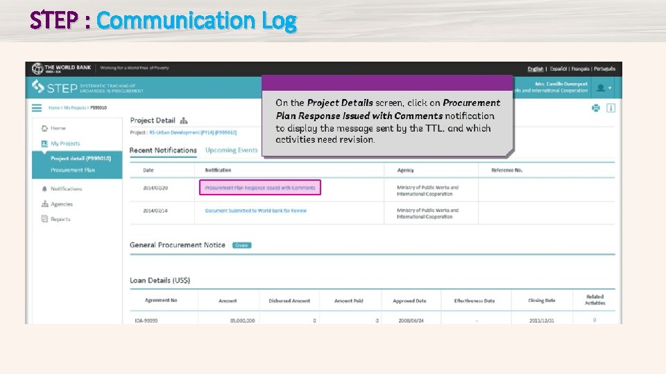 STEP : Communication Log 