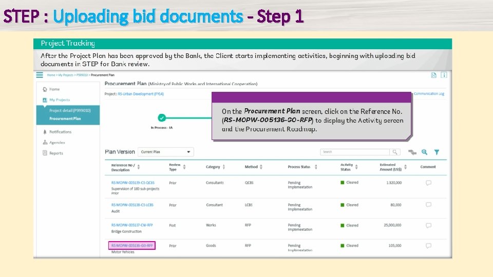 STEP : Uploading bid documents - Step 1 