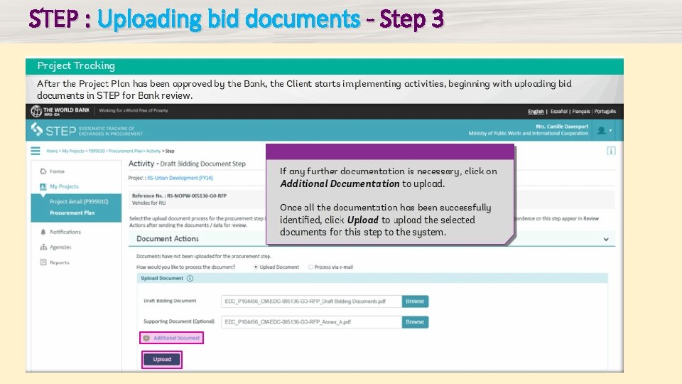 STEP : Uploading bid documents - Step 3 