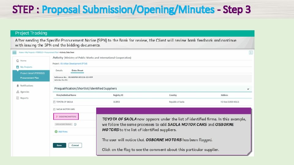 STEP : Proposal Submission/Opening/Minutes - Step 3 