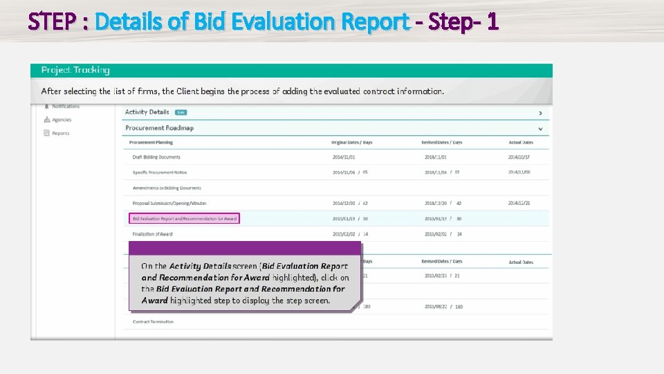 STEP : Details of Bid Evaluation Report - Step- 1 