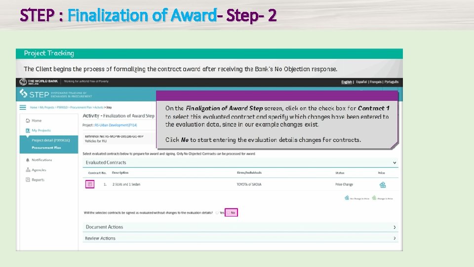 STEP : Finalization of Award- Step- 2 