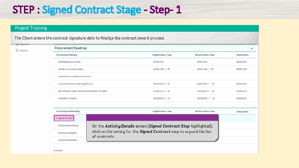 STEP : Signed Contract Stage - Step- 1 