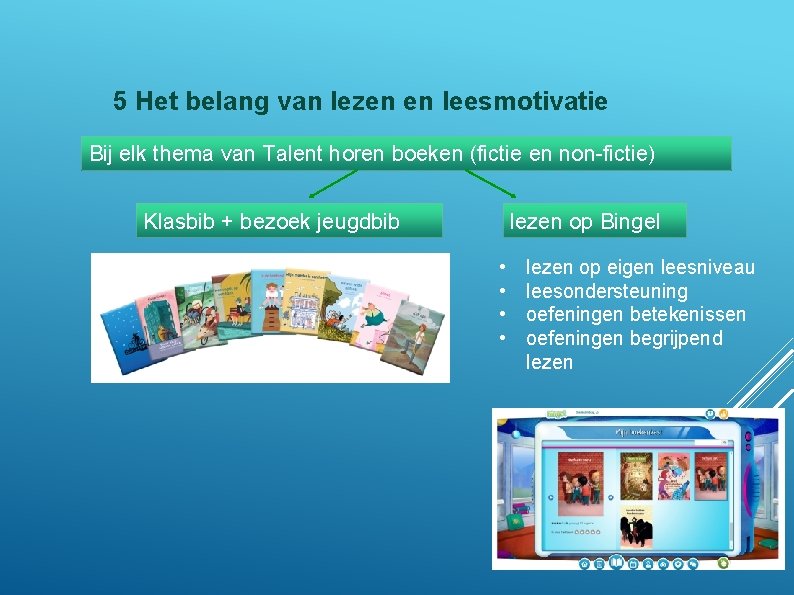 5 Het belang van lezen en leesmotivatie Bij elk thema van Talent horen boeken