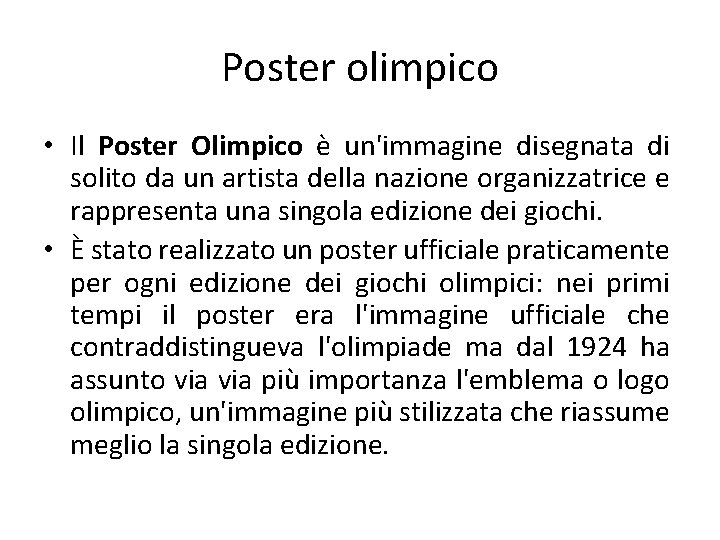 Poster olimpico • Il Poster Olimpico è un'immagine disegnata di solito da un artista