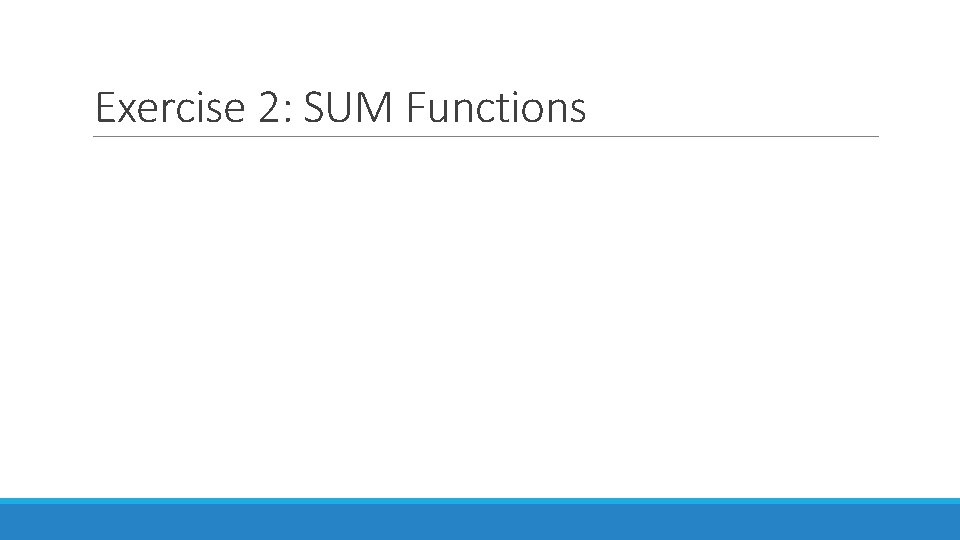 Exercise 2: SUM Functions 