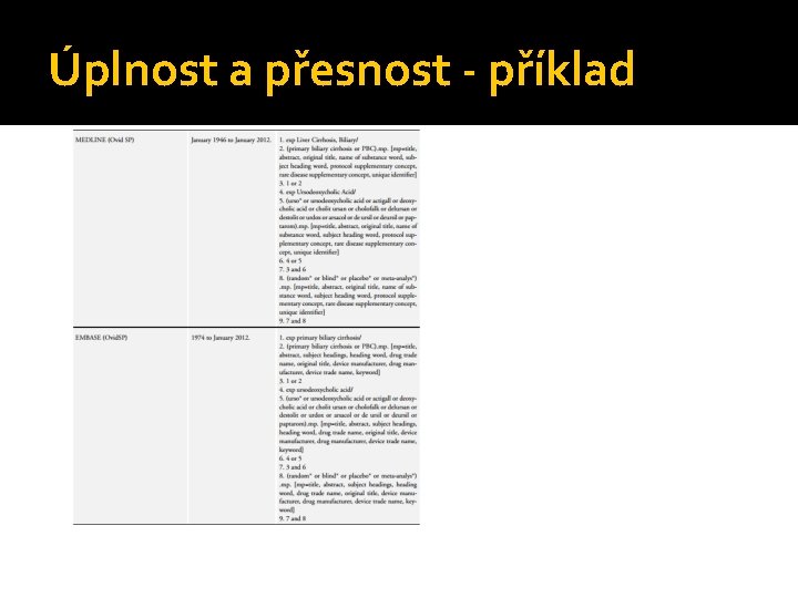 Úplnost a přesnost - příklad 