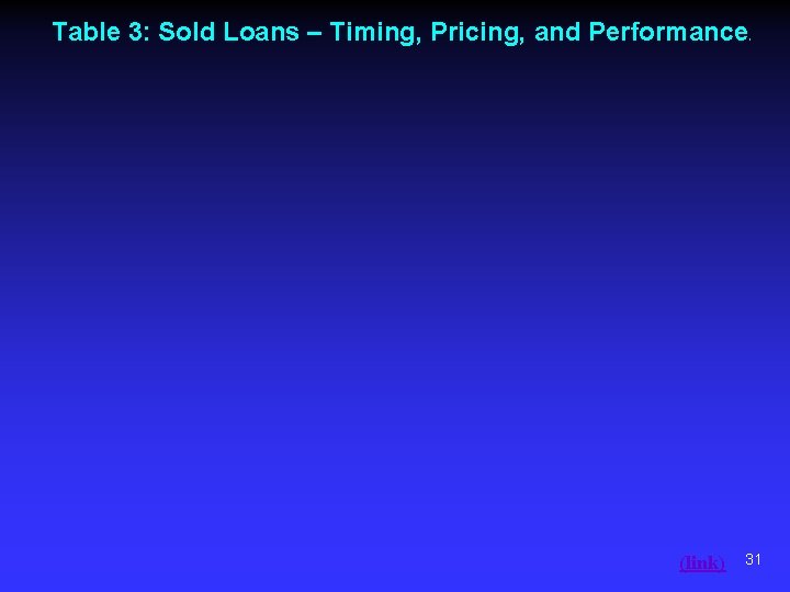 Table 3: Sold Loans – Timing, Pricing, and Performance ) (link) 31 