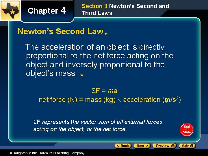 Chapter 4 Section 3 Newton’s Second and Third Laws Newton’s Second Law The acceleration