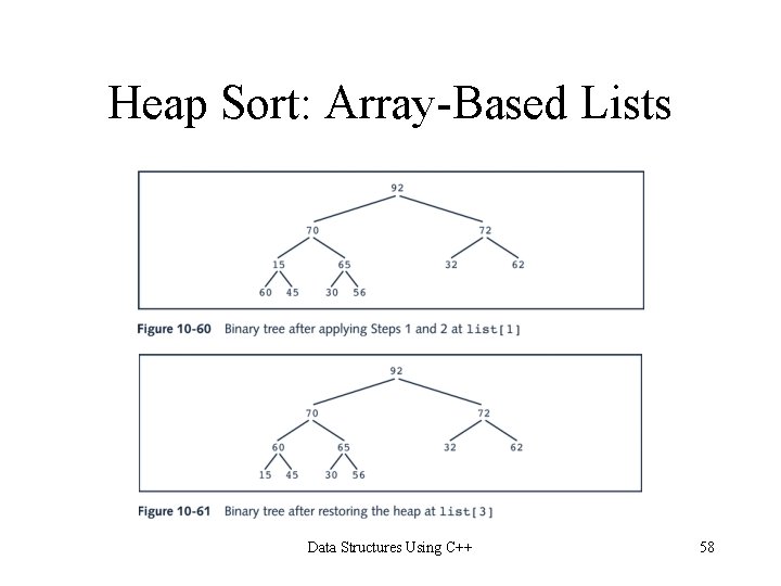 Heap Sort: Array-Based Lists Data Structures Using C++ 58 