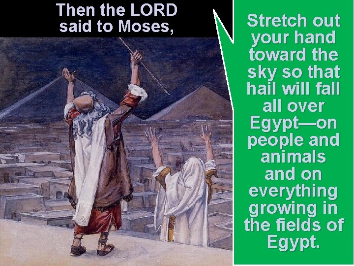 Then the LORD said to Moses, Stretch out your hand toward the sky so