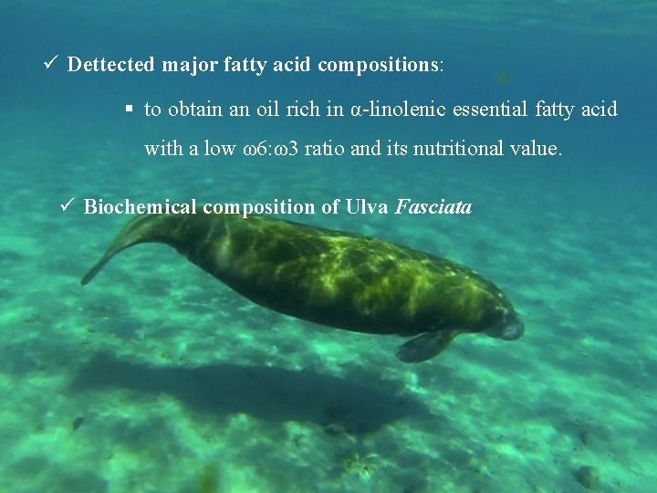 ü Dettected major fatty acid compositions: § to obtain an oil rich in α-linolenic