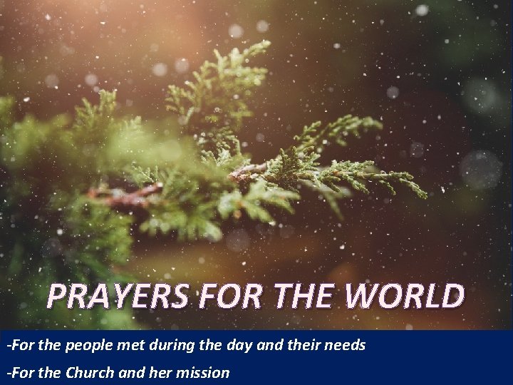 PRAYERS FOR THE WORLD -For the people met during the day and their needs