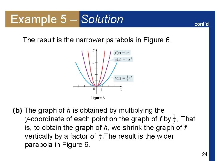 Example 5 – Solution cont’d The result is the narrower parabola in Figure 6