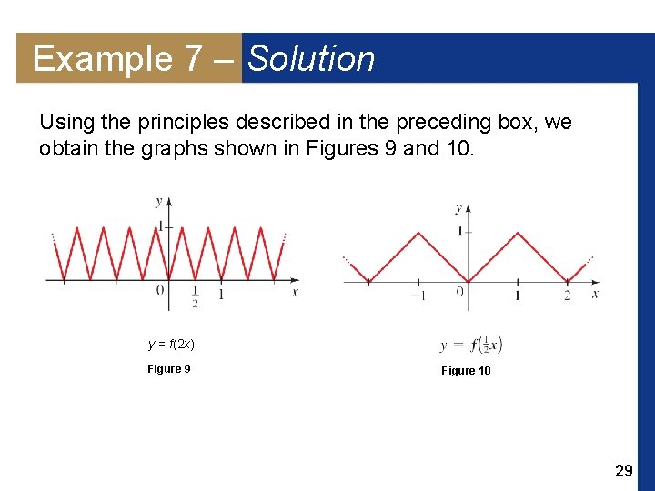 Example 7 – Solution Using the principles described in the preceding box, we obtain