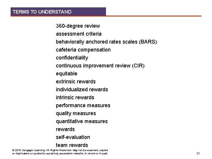TERMS TO UNDERSTAND 360 -degree review assessment criteria behaviorally anchored rates scales (BARS) cafeteria
