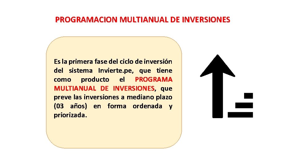 PROGRAMACION MULTIANUAL DE INVERSIONES Es la primera fase del ciclo de inversión del sistema
