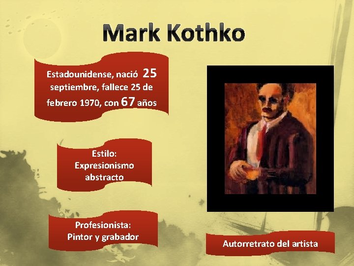 Mark Kothko Estadounidense, nació 25 septiembre, fallece 25 de febrero 1970, con 67 años