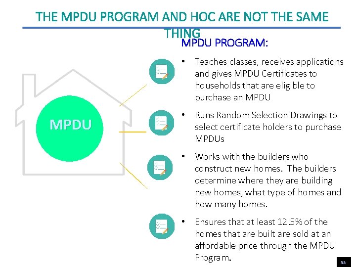 THE MPDU PROGRAM AND HOC ARE NOT THE SAME THING MPDU PROGRAM: • Teaches