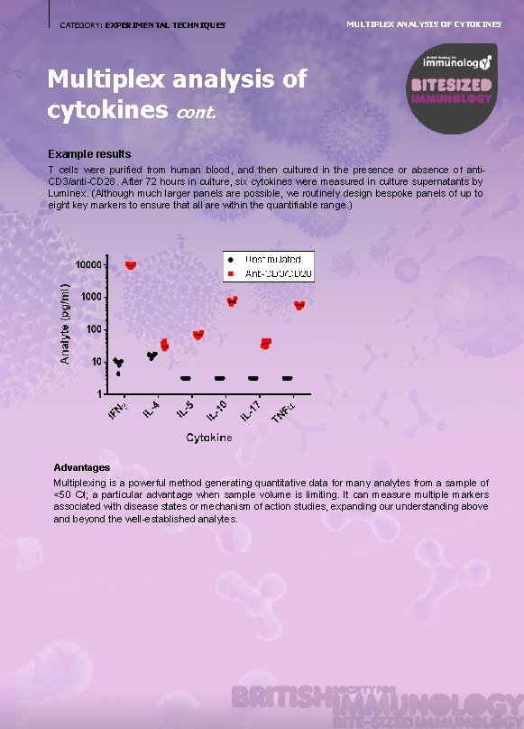 CATEGORY: EXPERIMENTAL TECHNIQUES MULTIPLEX ANALYSIS OF CYTOKINES Multiplex analysis of cytokines cont. Example results
