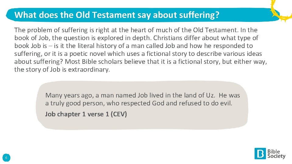 What does the Old Testament say about suffering? The problem of suffering is right