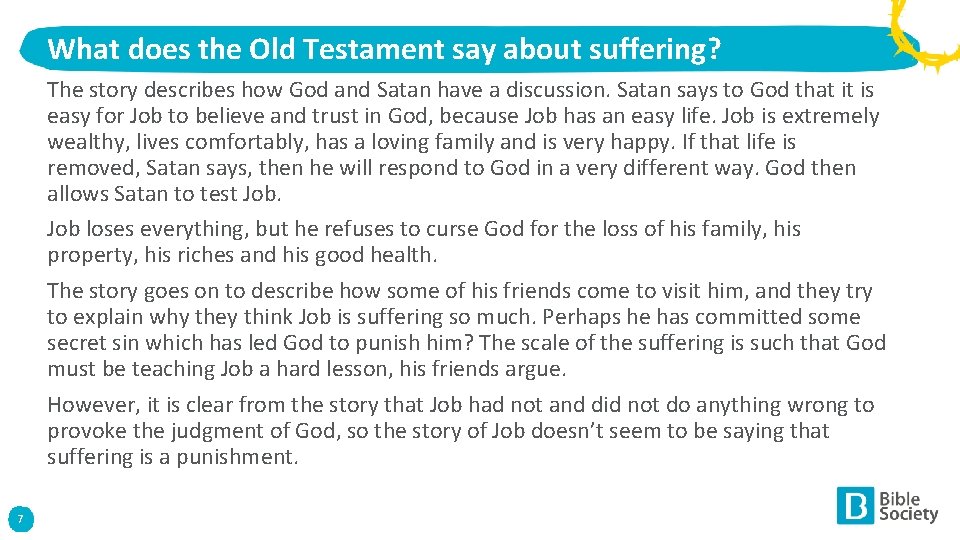 What does the Old Testament say about suffering? The story describes how God and