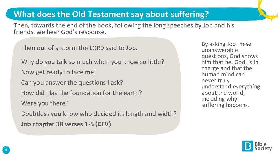 What does the Old Testament say about suffering? Then, towards the end of the