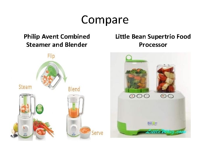Compare Philip Avent Combined Steamer and Blender Little Bean Supertrio Food Processor 