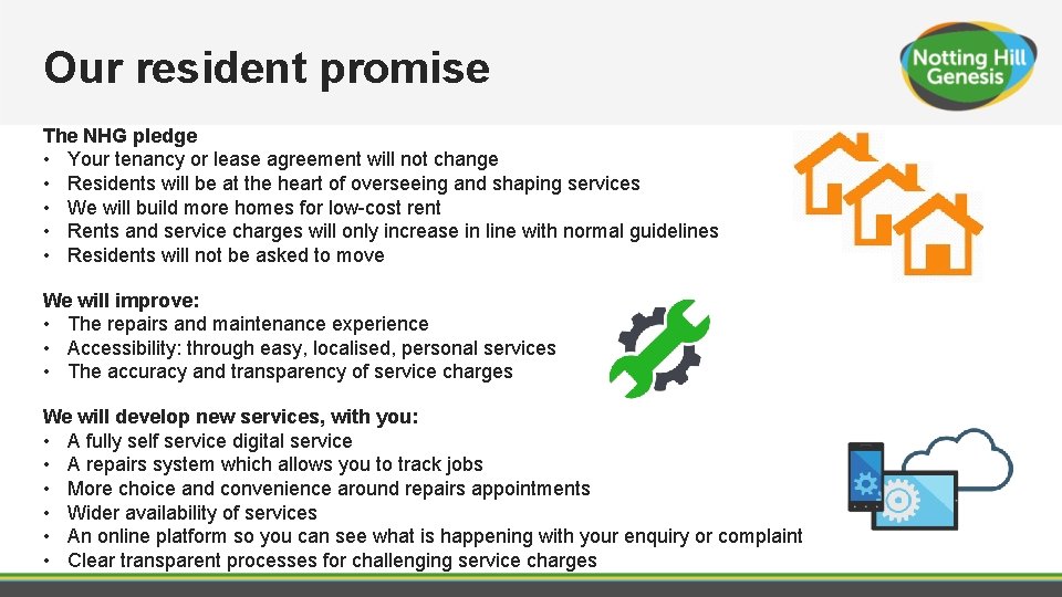 Our resident promise The NHG pledge • Your tenancy or lease agreement will not