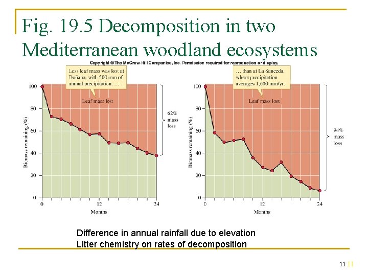 Fig. 19. 5 Decomposition in two Mediterranean woodland ecosystems Difference in annual rainfall due